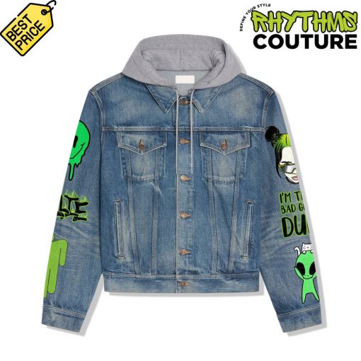 Billie Eilish Alien Green Face Hooded Denim Jacket