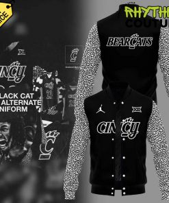 Cincinnati Bearcats Basketball Black Cat Alternate Uniform Black Baseball Jacket