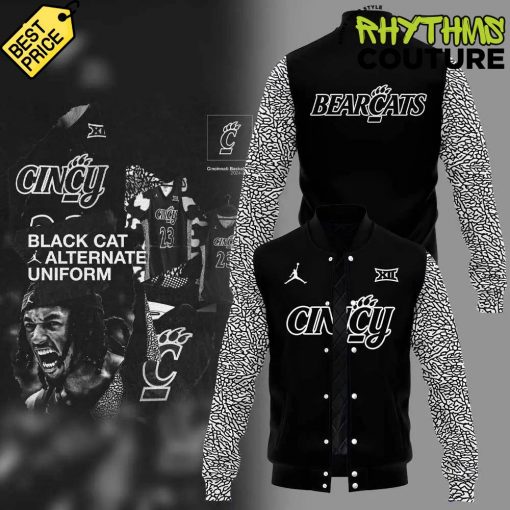 Cincinnati Bearcats Basketball Black Cat Alternate Uniform Black Baseball Jacket