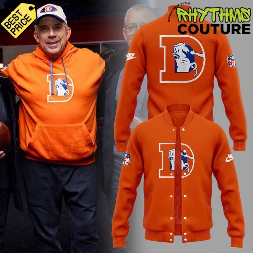 Denver Broncos Coach Sean Payton Throwback Orange Baseball Jacket