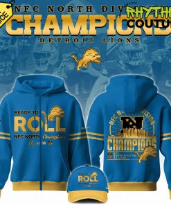 Detroit Lions NFC North Division Champions Blue Golden Hoodie Pants Cap