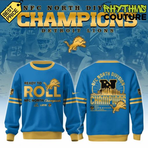 Detroit Lions NFC North Division Champions Blue Golden Sweatshirt