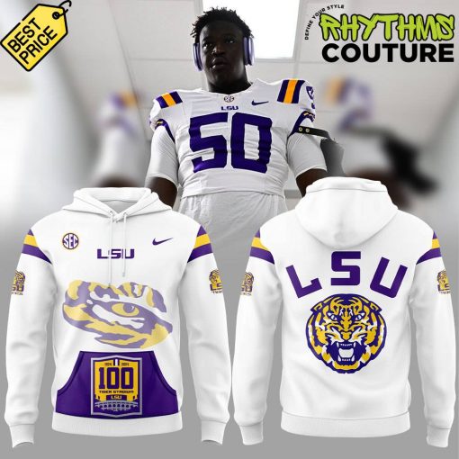 LSU Tigers 100th Tiger Stadium White Hoodie