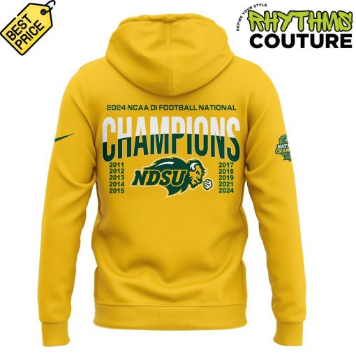 NDSU Bison 2024 NCAA FCS Football National Champions Yellow Hoodie