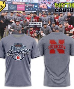 Nebraska Cornhuskers Pinstripe Bowl Champions Grey Tee