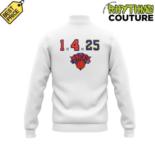 New York Knicks 1.4.25 Special Edition White Baseball Jacket