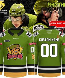 North Bay Battalion New 2025 Green Gold Hockey Jersey