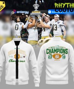 Notre Dame Fighting Irish 2025 Sugar Bowl Champions White Baseball Jacket