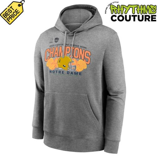 Notre Dame Fighting Irish College Football Playoff 2025 Orange Bowl Champions Club Heather Gray Hoodie