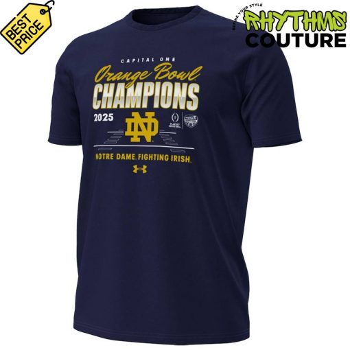 Notre Dame Fighting Irish College Football Playoff 2025 Orange Bowl Champions Navy Shirt