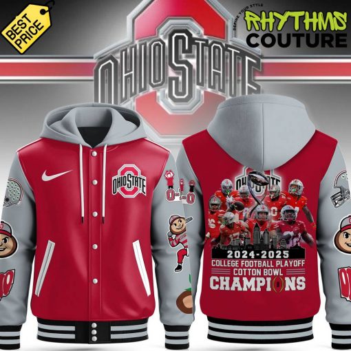 Ohio State Buckeyes 2025 Cotton Bowl Classic Champions Hooded Baseball Jacket