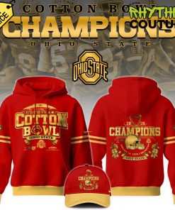 Ohio State Buckeyes 2025 Cotton Bowl Classic Champions Red Golden Hoodie Pants Cap