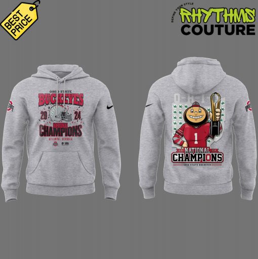 Ohio State Buckeyes Brutus 2024 NCAA National Champs Grey Hoodie