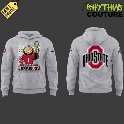 Ohio State Buckeyes Brutus NCAA National Champions Grey Hoodie