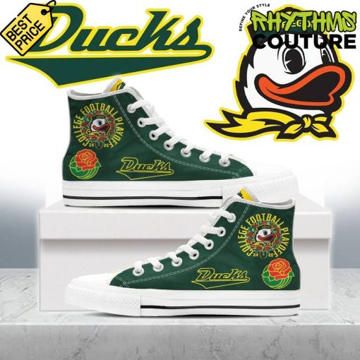 Oregon Ducks Rose Bowl Game High Top Canvas Shoes