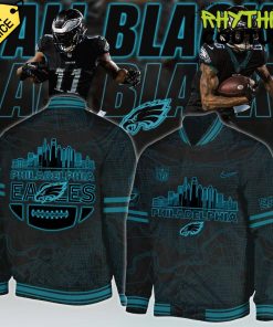 Philadelphia Eagles Carbon Black Fashion Game All Black Bomber Jacket