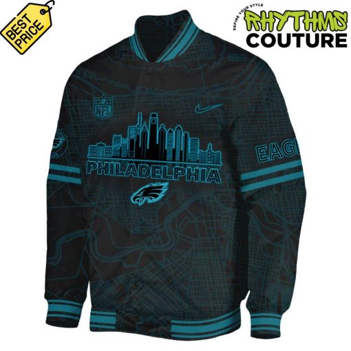 Philadelphia Eagles Carbon Black Fashion Game All Black Bomber Jacket