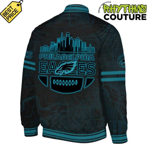 Philadelphia Eagles Carbon Black Fashion Game All Black Bomber Jacket