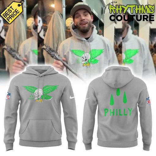 Philadelphia Eagles Skull Grey Hoodie