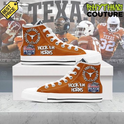 Texas Longhorns Peach Bowl High Top Canvas Shoes