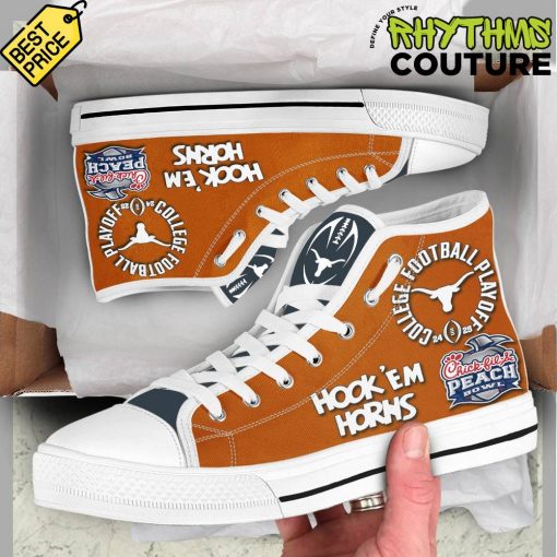 Texas Longhorns Peach Bowl High Top Canvas Shoes