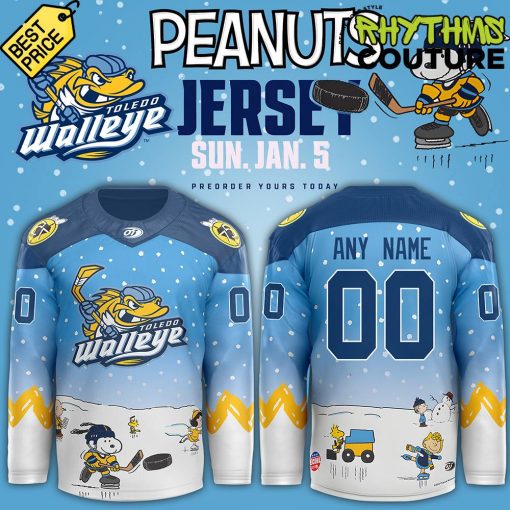 Toledo Walleye x Peanuts Night Limited Edition Hockey Jersey