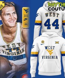 West Virginia Mountaineers Basketball Jerry West 44 White Hoodie