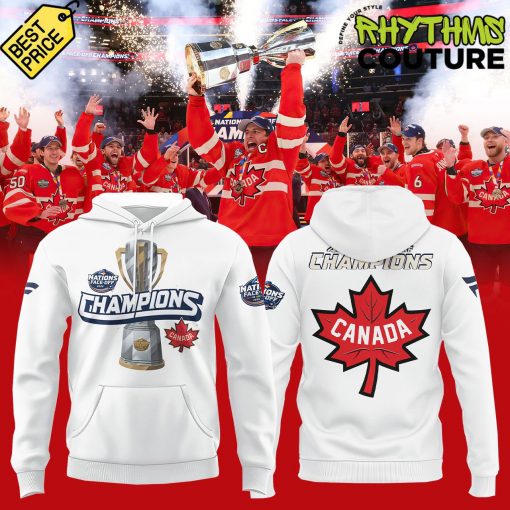 Canada Ice Hockey 4 Nations 2025 Face-Off Champions White Hoodie