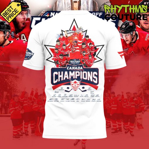 Canada Ice Hockey 4 Nations 2025 Face-Off Champions White Shirt