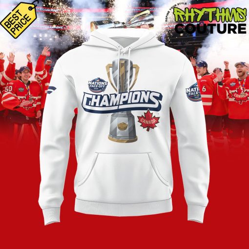 Canada Ice Hockey 4 Nations 2025 Face-Off Champions White Hoodie