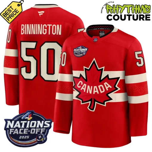 Canada Ice Hockey 4 Nation Face-Off Champions Jordan Binnington #50 Hockey Jersey