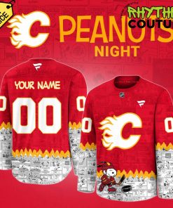 Calgary Flames 75th Anniversary of Peanuts Hockey Jersey