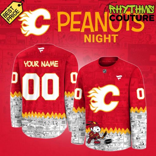 Calgary Flames 75th Anniversary of Peanuts Hockey Jersey