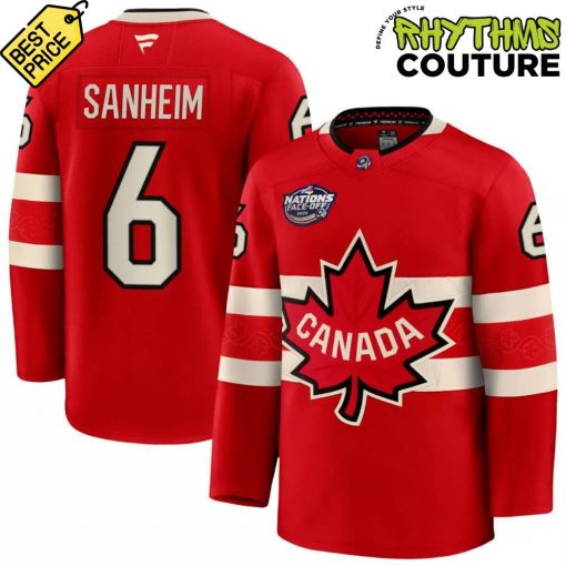 Canada 2025 4 Nations Face-Off Travis Sanheim #6 Red Premium Hockey Jersey