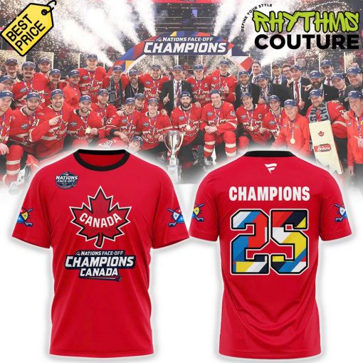 Canada 4 Nations Face-Off 2025 Champions Red Tee