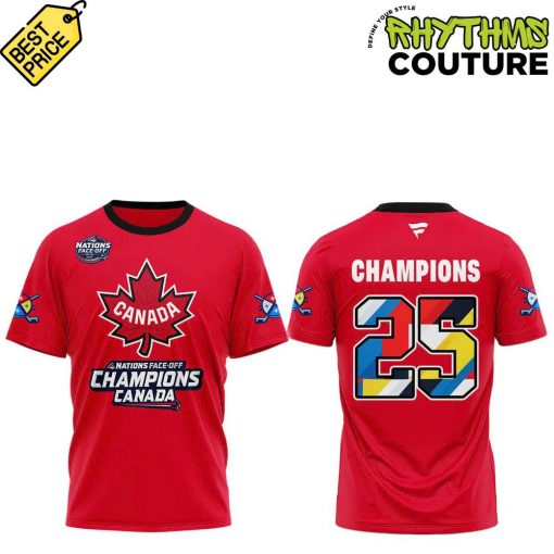 Canada 4 Nations Face-Off 2025 Champions Red Tee