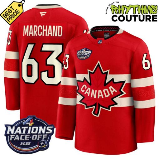 Canada Ice Hockey 4 Nation Face-Off Champions Brad Marchand #63 Hockey Jersey