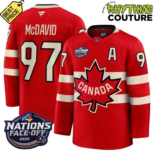 Canada Ice Hockey 4 Nation Face-Off Champions Connor McDavid #97 Hockey Jersey