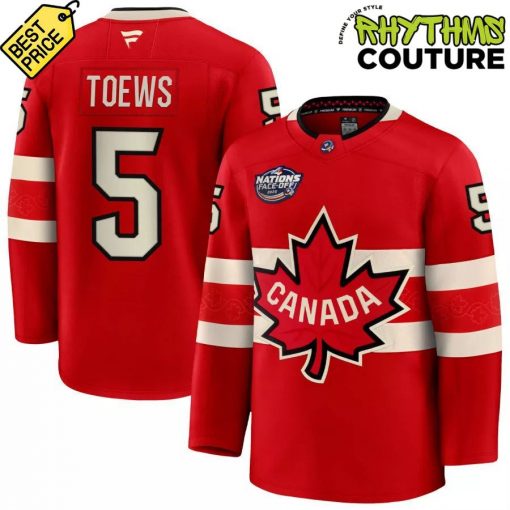 Canada 2025 4 Nations Face-Off Devon Toews #5 Red Premium Hockey Jersey