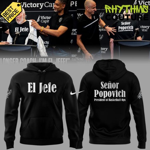 San Antonio Spurs Coach Gregg Popovich “I’m El Jefe.” Limited Edition Black Hoodie