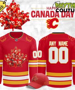 Calgary Flames 2025 Canada Day Custom Hockey Jersey