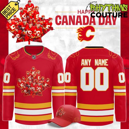 Calgary Flames 2025 Canada Day Custom Hockey Jersey