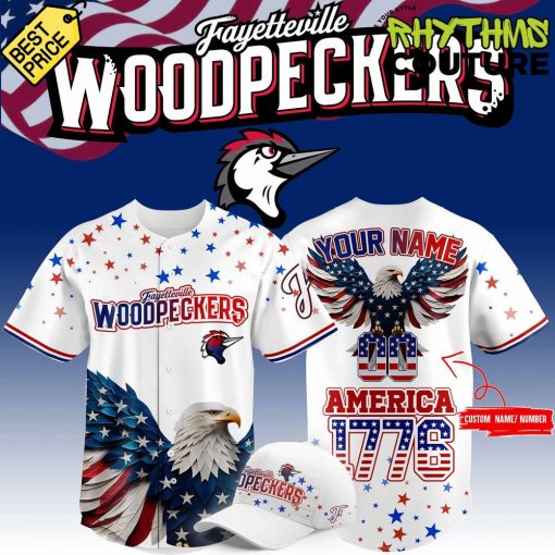 Fayetteville Woodpecker 4th of July USA Personalized Baseball Jersey