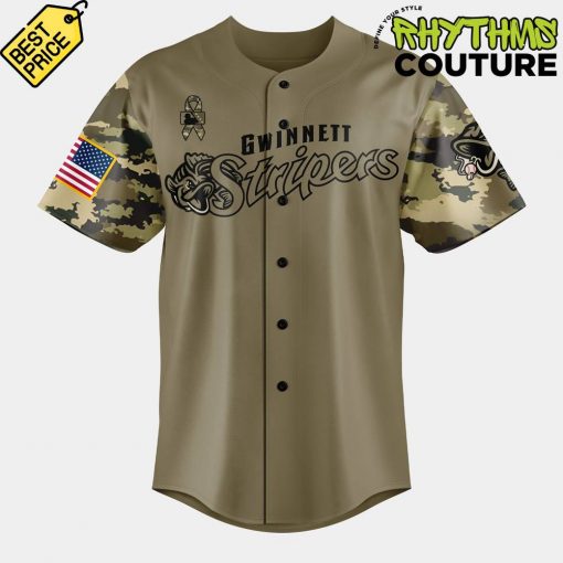 Gwinnett Stripers Military Appreciation Night 2025 Camo Baseball Jersey