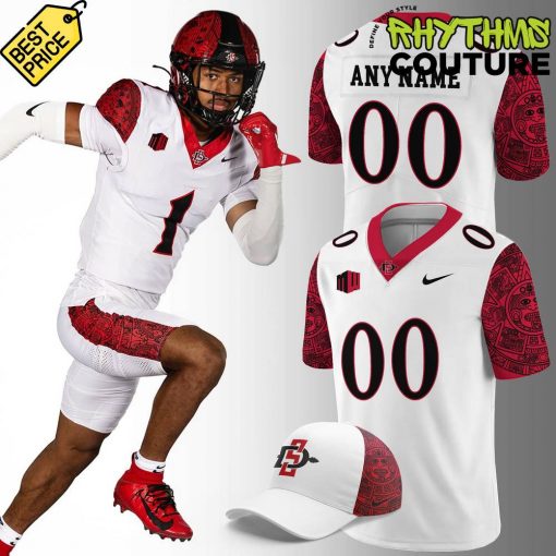 San Diego State Special New Custom Football Jersey – White